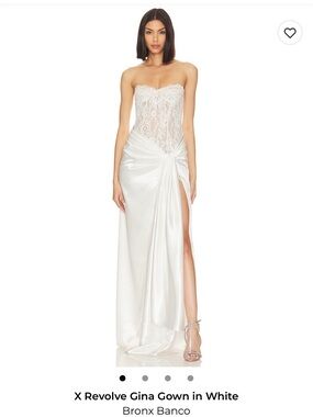 Bronx and Banco X Revolve Gina White Strapless Lace & Satin Gown